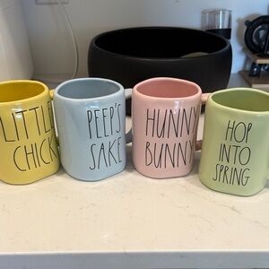 Rae Dunn Cheerful Mug Collection - Yellow, Blue, Pink, Green
